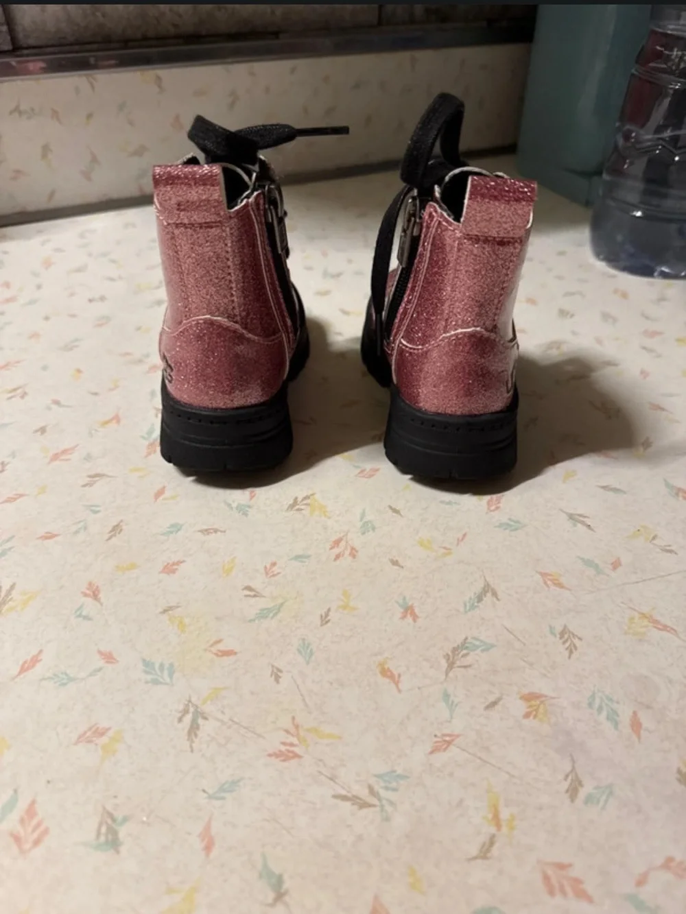 UGG Girls Sparkle Pink Lace-Up Ankle Boots